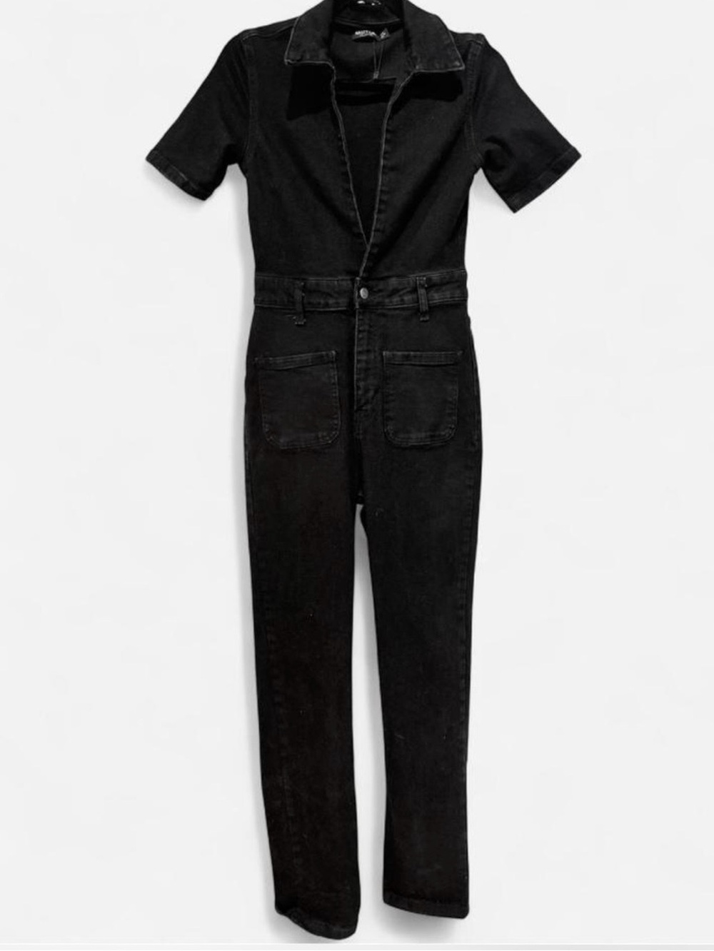NWOT Nasty Gal Plunging Denim Jumpsuit in Black Size 4